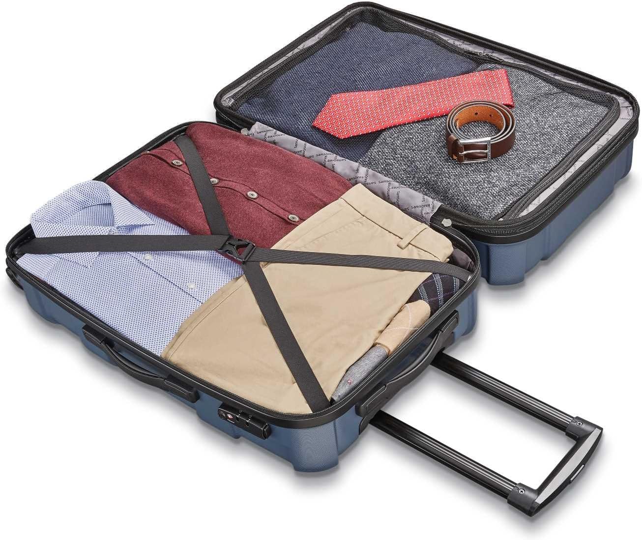 Centric Hardside Expandable Luggage with Spinner Wheels, Blue Slate, Checked-Large 28-Inch