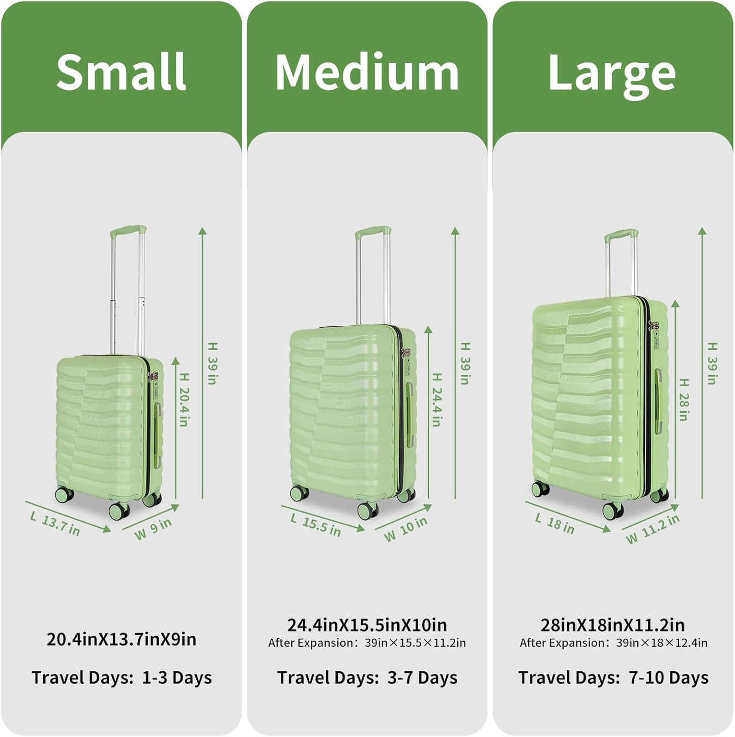 3-Piece Travel Suitcase ABS+PC Hardshell Luggage Set with TSA Lock