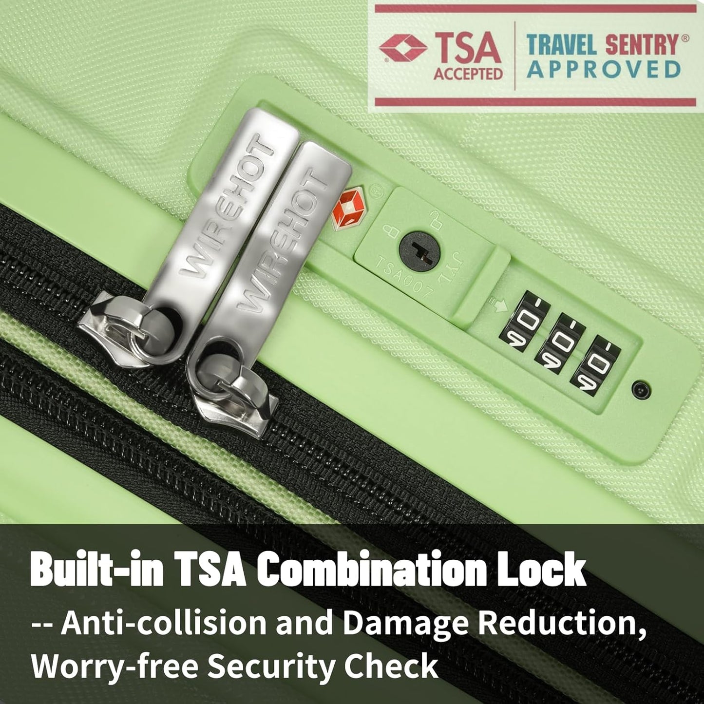 3-Piece Travel Suitcase ABS+PC Hardshell Luggage Set with TSA Lock