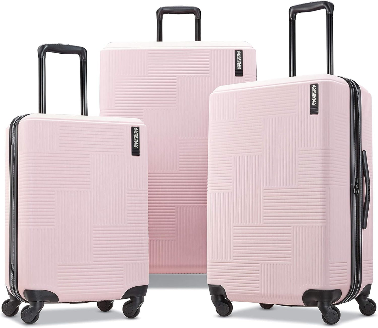 Stratum XLT Expandable Hardside Luggage with Spinner Wheels, Pink Blush, Checked-Large 28-Inch