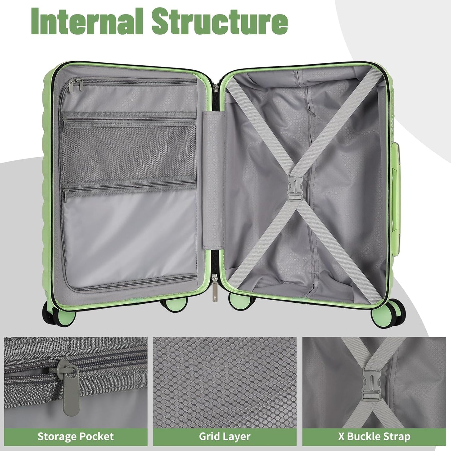 3-Piece Travel Suitcase ABS+PC Hardshell Luggage Set with TSA Lock