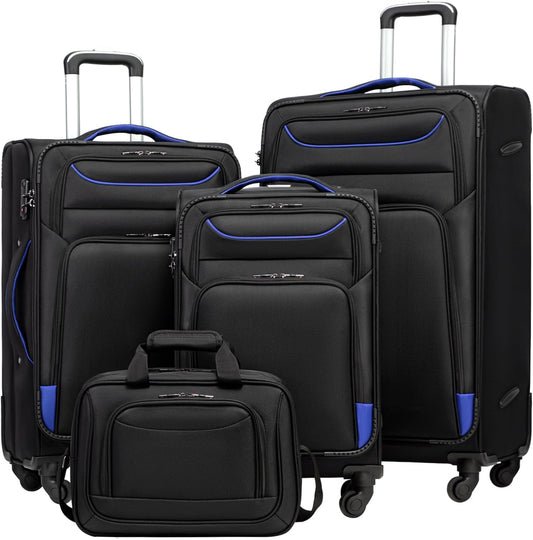 Coolife Luggage 4 Piece Set Suitcase TSA Lock Spinner