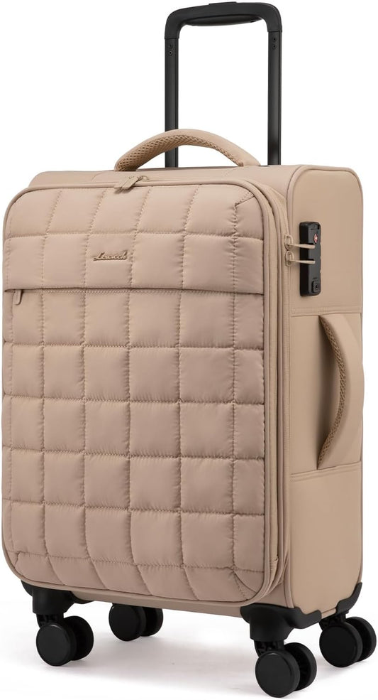 Carry On Luggage 22x14x9 Airline Approved, 20 Inch Softside with Wheels, Khaki